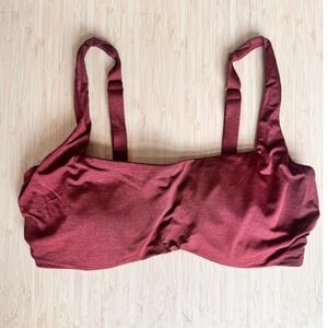 Athleta Aqualuxe Maroon Underwire Bra Bikini Swim Top 34D/DD Adjustable Burgundy